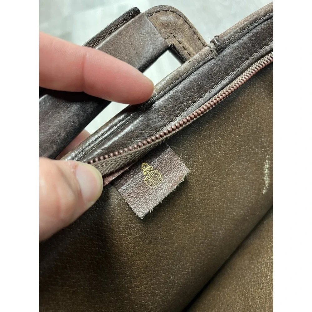 Vintage Mark Cross Brown Leather Portfolio Zippered Bag Briefcase Bag